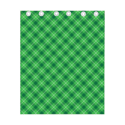 Green And White Plaid Pattern Print Curtain