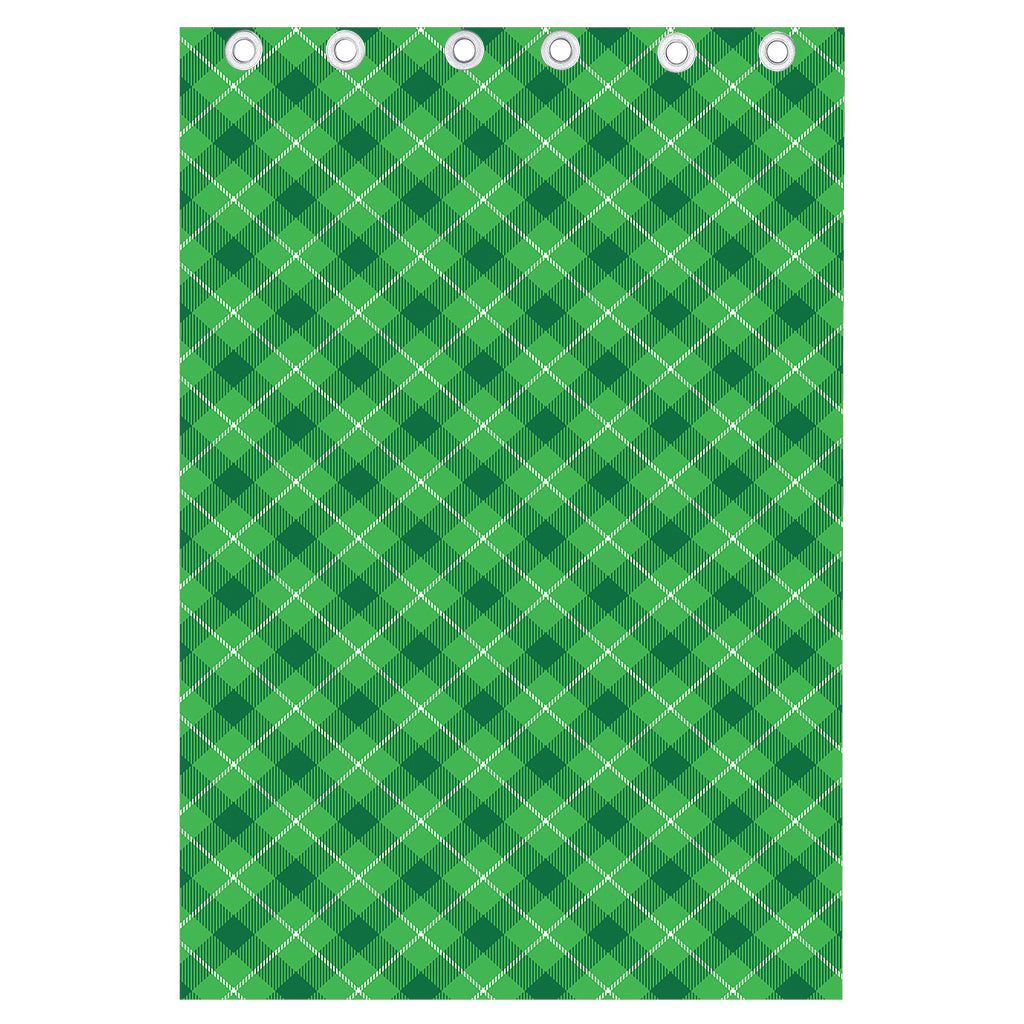 Green And White Plaid Pattern Print Curtain