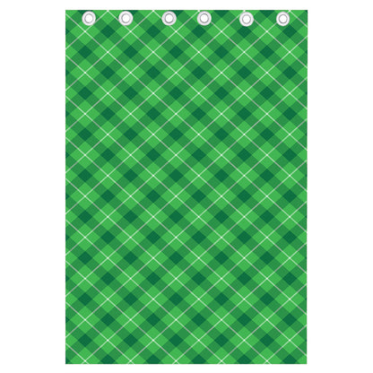 Green And White Plaid Pattern Print Curtain