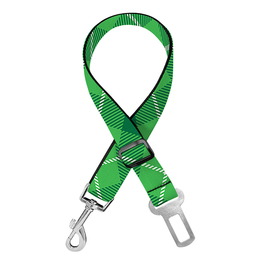 Green And White Plaid Pattern Print Dog Seat Belt