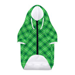 Green And White Plaid Pattern Print Dog Zip Up Hoodie