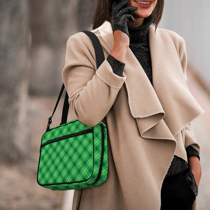 Green And White Plaid Pattern Print Double Strap Bible Bag