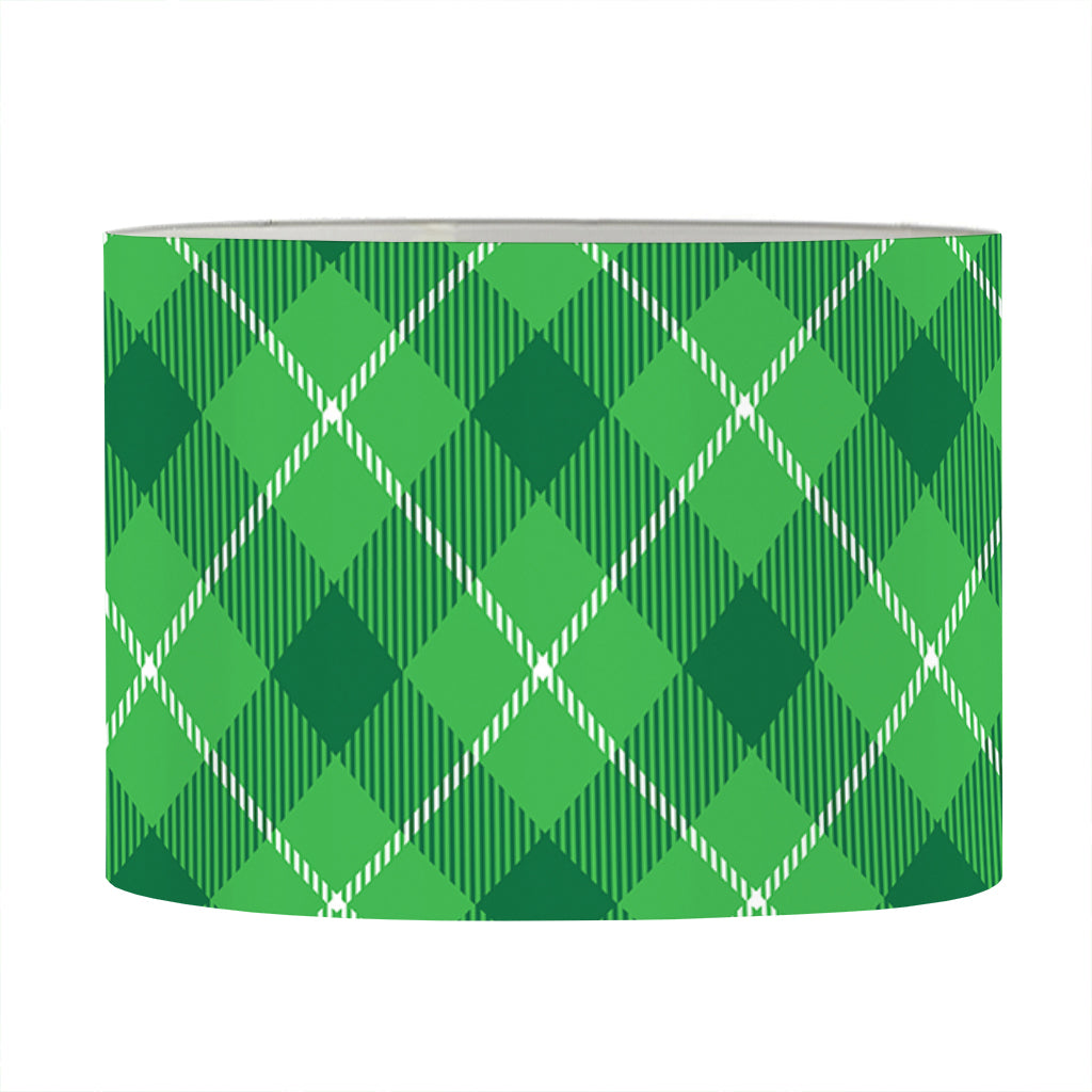 Green And White Plaid Pattern Print Drum Lamp Shade