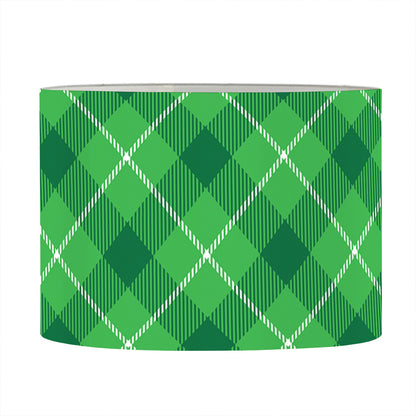 Green And White Plaid Pattern Print Drum Lamp Shade