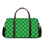 Green And White Plaid Pattern Print Duffle Bag