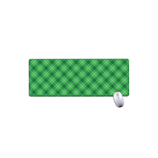 Green And White Plaid Pattern Print Extended Mouse Pad