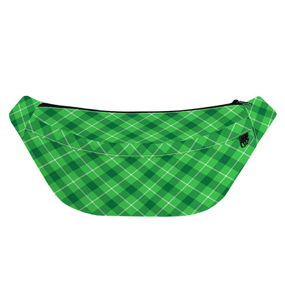Green And White Plaid Pattern Print Fanny Pack