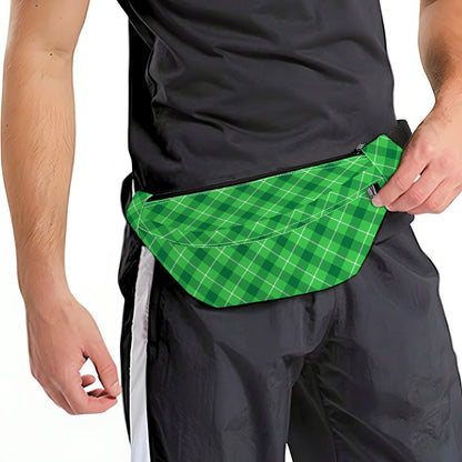 Green And White Plaid Pattern Print Fanny Pack