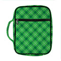 Green And White Plaid Pattern Print Front Pocket Bible Bag
