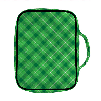 Green And White Plaid Pattern Print Front Pocket Bible Bag