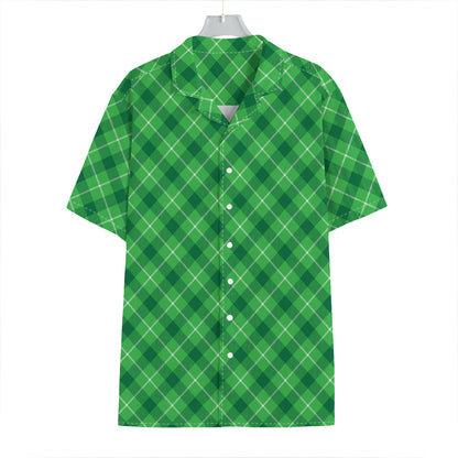 Green And White Plaid Pattern Print Hawaiian Shirt