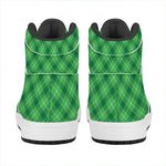 Green And White Plaid Pattern Print High Top Leather Sneakers