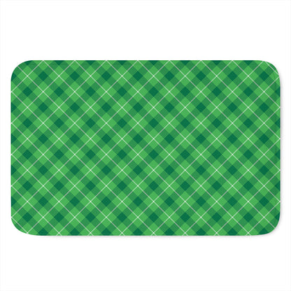 Green And White Plaid Pattern Print Indoor Door Mat