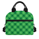 Green And White Plaid Pattern Print Insulated Lunch Bag