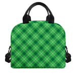 Green And White Plaid Pattern Print Insulated Lunch Bag