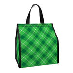 Green And White Plaid Pattern Print Insulated Lunch Tote