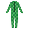 Green And White Plaid Pattern Print Jumpsuit