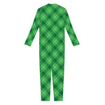 Green And White Plaid Pattern Print Jumpsuit