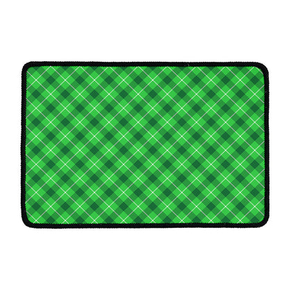 Green And White Plaid Pattern Print Kitchen Mat