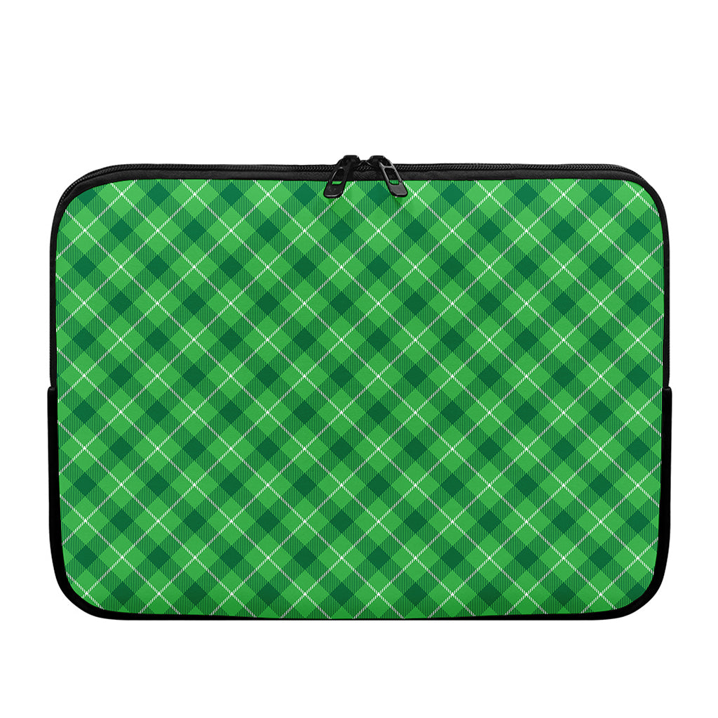 Green And White Plaid Pattern Print Laptop Sleeve