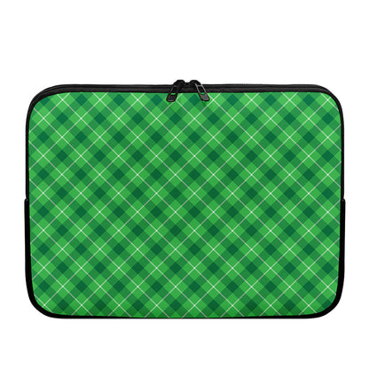 Green And White Plaid Pattern Print Laptop Sleeve