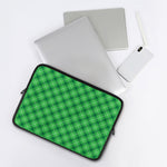 Green And White Plaid Pattern Print Laptop Sleeve