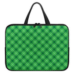 Green And White Plaid Pattern Print Laptop Sleeve With Handle