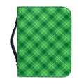 Green And White Plaid Pattern Print Leather Bible Cover