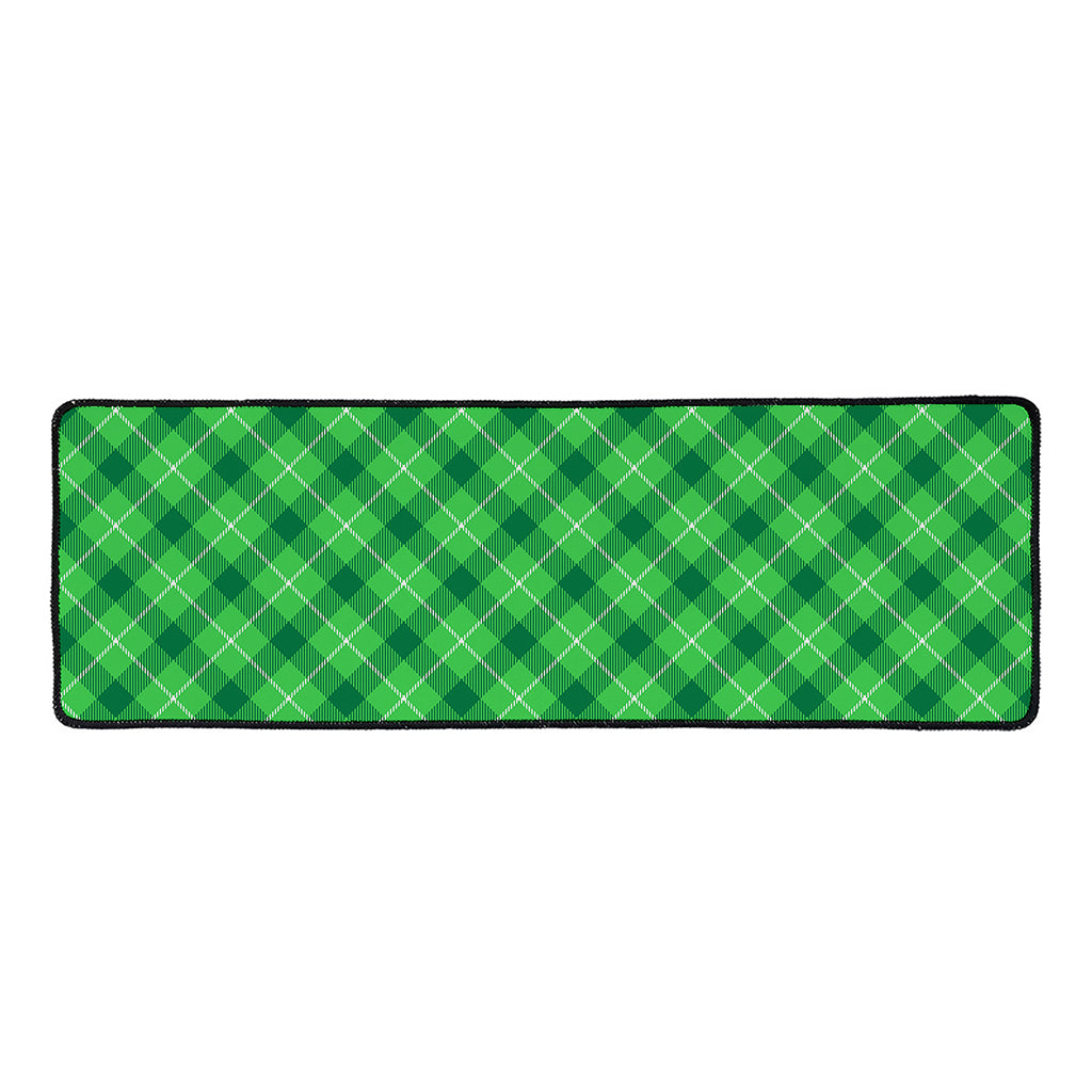 Green And White Plaid Pattern Print Long Kitchen Mat