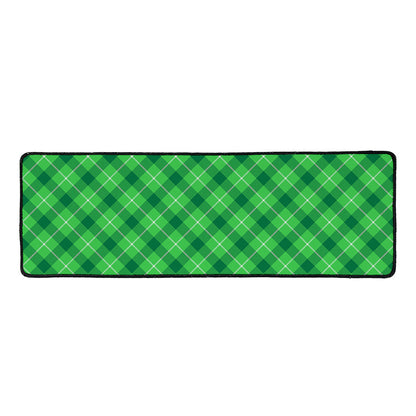 Green And White Plaid Pattern Print Long Kitchen Mat