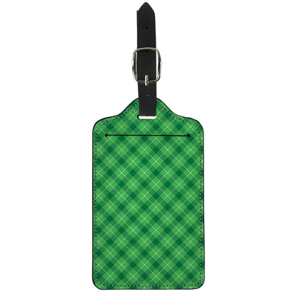 Green And White Plaid Pattern Print Luggage Tag