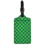 Green And White Plaid Pattern Print Luggage Tag