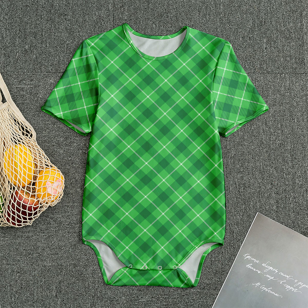 Green And White Plaid Pattern Print Men's Bodysuit