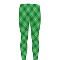Green And White Plaid Pattern Print Men's Leggings