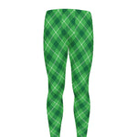 Green And White Plaid Pattern Print Men's leggings