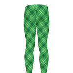 Green And White Plaid Pattern Print Men's leggings