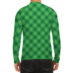 Green And White Plaid Pattern Print Men's Long Sleeve Rash Guard