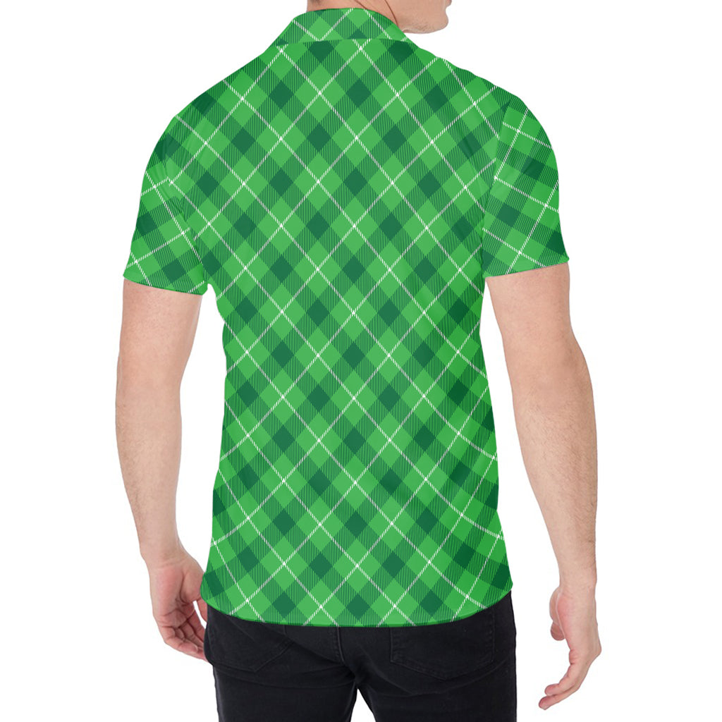 Green And White Plaid Pattern Print Men's Shirt