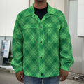 Green And White Plaid Pattern Print Men's Shirt Jacket