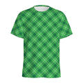 Green And White Plaid Pattern Print Men's Athletic T-Shirt