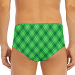 Green And White Plaid Pattern Print Men's Triangle Swim Briefs
