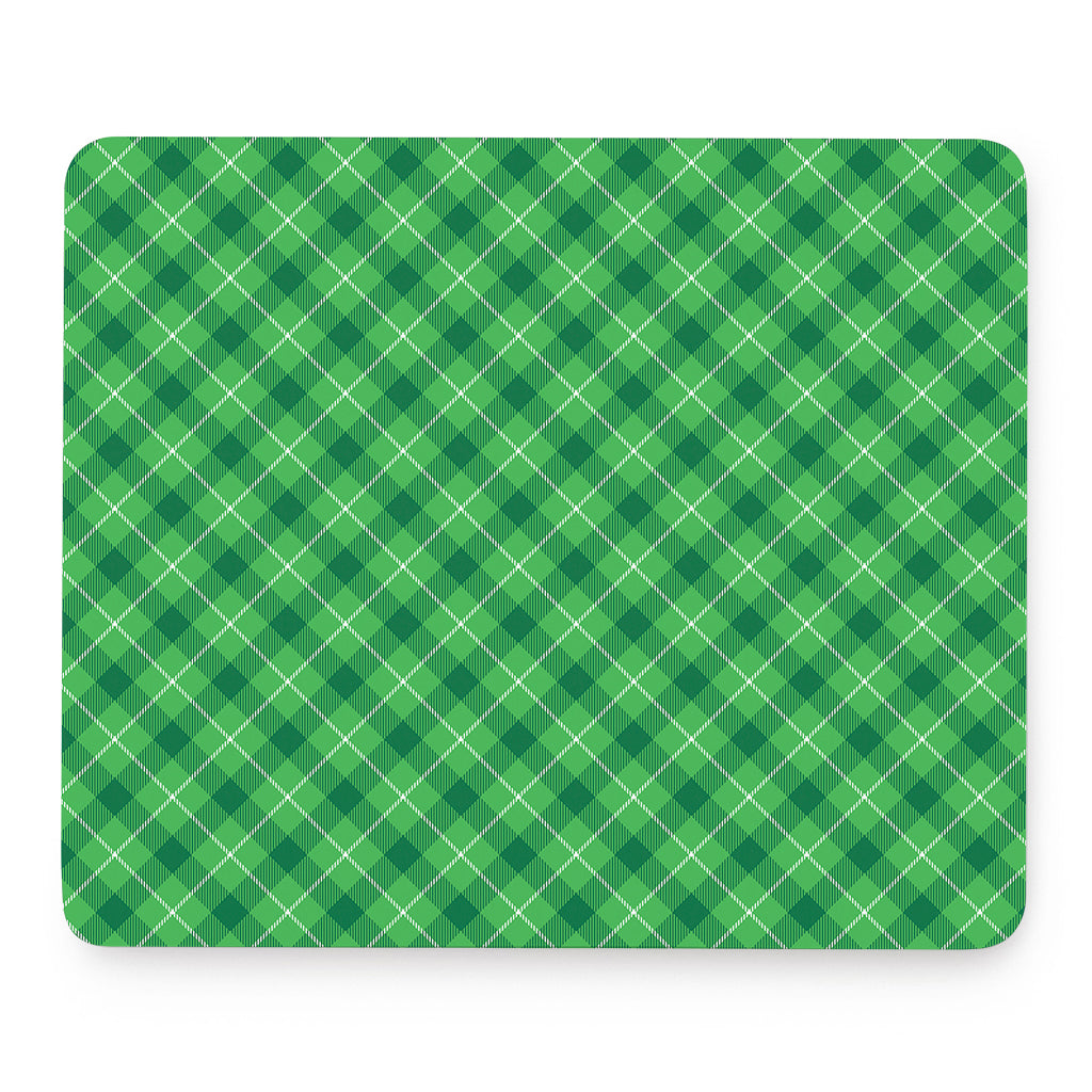 Green And White Plaid Pattern Print Mouse Pad