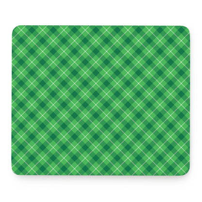 Green And White Plaid Pattern Print Mouse Pad