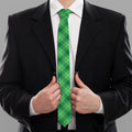 Green And White Plaid Pattern Print Necktie