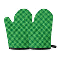 Green And White Plaid Pattern Print Oven Mitts