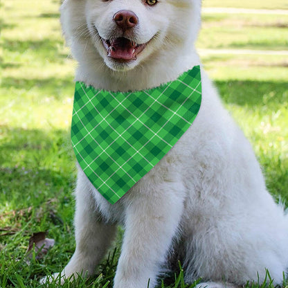 Green And White Plaid Pattern Print Over The Collar Dog Bandana