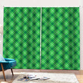 Green And White Plaid Pattern Print Pencil Pleat Curtains