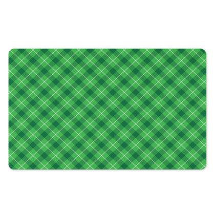 Green And White Plaid Pattern Print Polyester Doormat