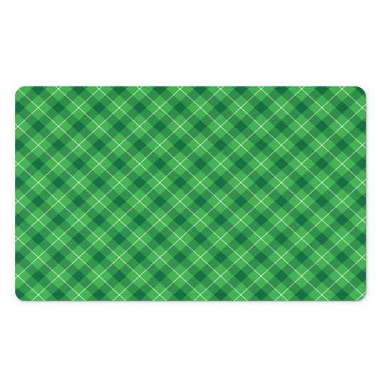 Green And White Plaid Pattern Print Polyester Doormat