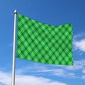 Green And White Plaid Pattern Print Polyester Flag